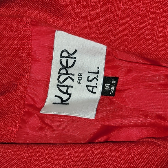 Vintage jacket Kasper blazer red single button closure rayon polyester mix - Picture 2 of 11